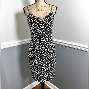 Oleg Cassini Black Tie Beaded Silk Dress Size 6